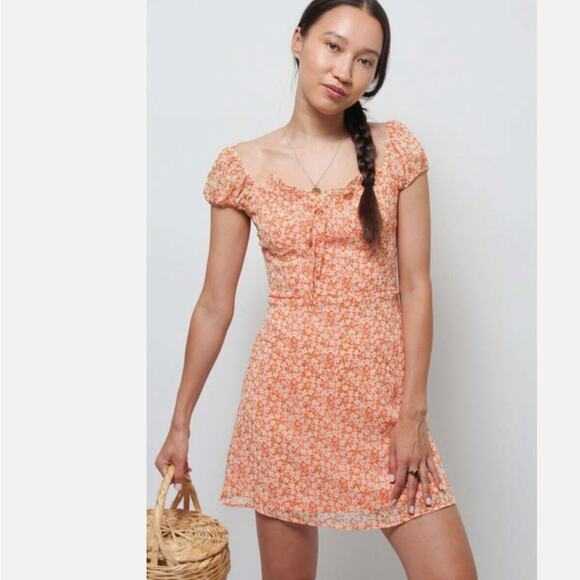 Lush Sz M Flowy Garden Girl Orange, Cream Pink Floral Mini Garden Cottage Resort - Picture 1 of 8